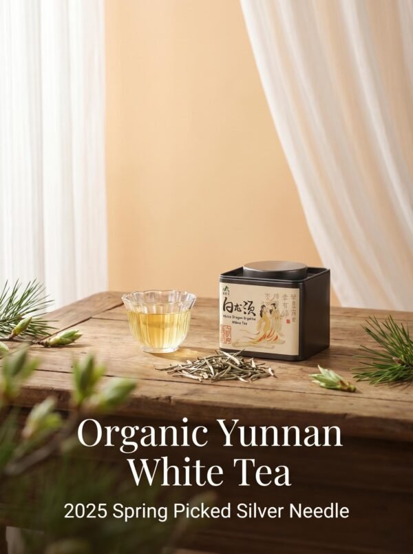 White Dragon Organic Silver Needle White Tea (Bai Hao Yin Zhen) – 50g | Handpicked Buds, Yunnan