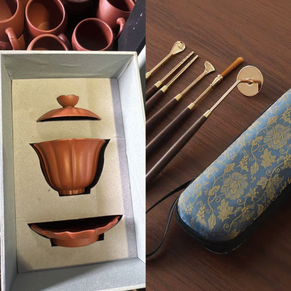 Ribbed Zhuni Gaiwan Set 3 Pieces + Incense set